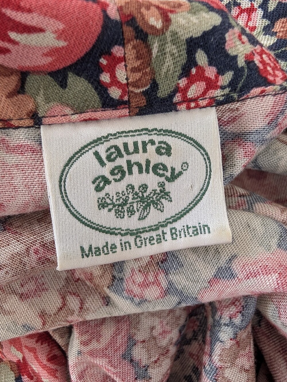 Vintage Dress Laura Ashley Cottagecore Floral Long-Sleeve Midi  Red Rose Print - Picture 3 of 11